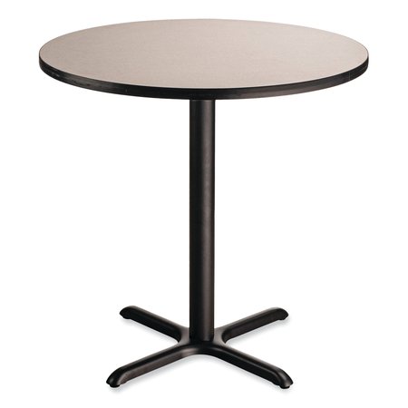 NATIONAL PUBLIC SEATING Cafe Table, 36in. Diameter x 36h, Round Top/X-Base, Gray Nebula Top, Black Base CT13636XC1GY